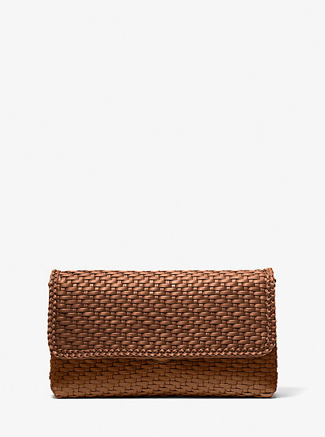 Carole Hand-Woven Leather Foldover Clutch