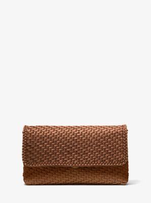 Carole Hand-Woven Leather Foldover Clutch