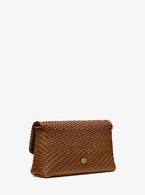 Carole Hand-Woven Leather Foldover Clutch