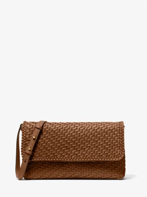 Carole Hand-Woven Leather Foldover Clutch