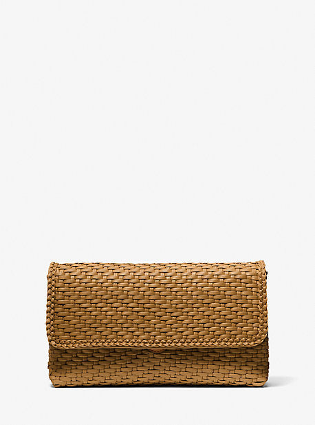 Carole Hand-Woven Leather Foldover Clutch