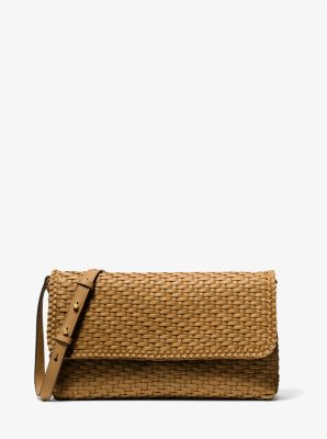 Carole Hand-Woven Leather Foldover Clutch