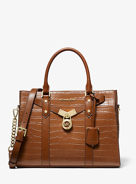 Nouveau Hamilton Large Crocodile Embossed Leather Satchel