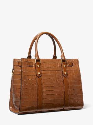 Nouveau Hamilton Large Crocodile Embossed Leather Satchel
