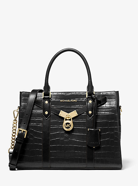 Nouveau Hamilton Large Crocodile Embossed Leather Satchel