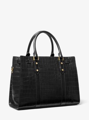 Nouveau Hamilton Large Crocodile Embossed Leather Satchel