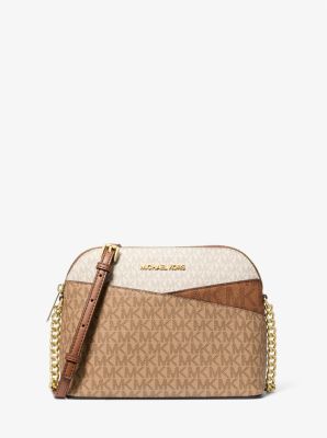 Jet Set Travel Medium Color-Block Signature Logo Crossbody Bag