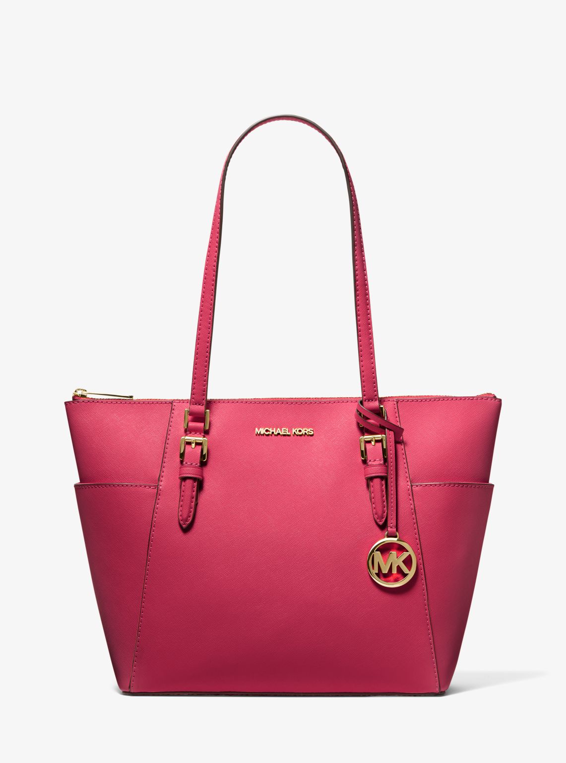 Charlotte Large Saffiano Leather Top-Zip Tote Bag