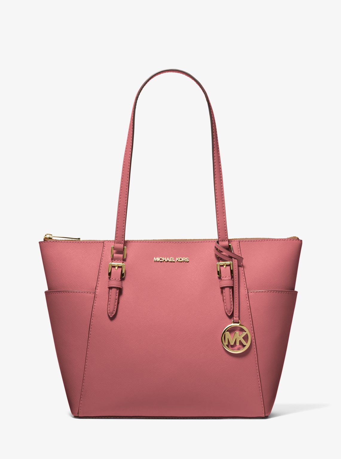 Charlotte Large Saffiano Leather Top-Zip Tote Bag
