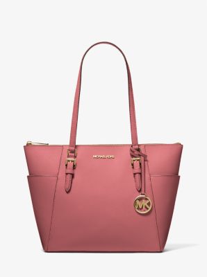 Charlotte Large Saffiano Leather Top-Zip Tote Bag