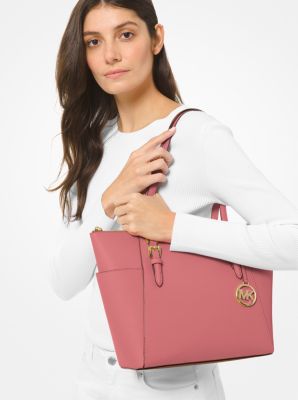 Charlotte Large Saffiano Leather Top-Zip Tote Bag