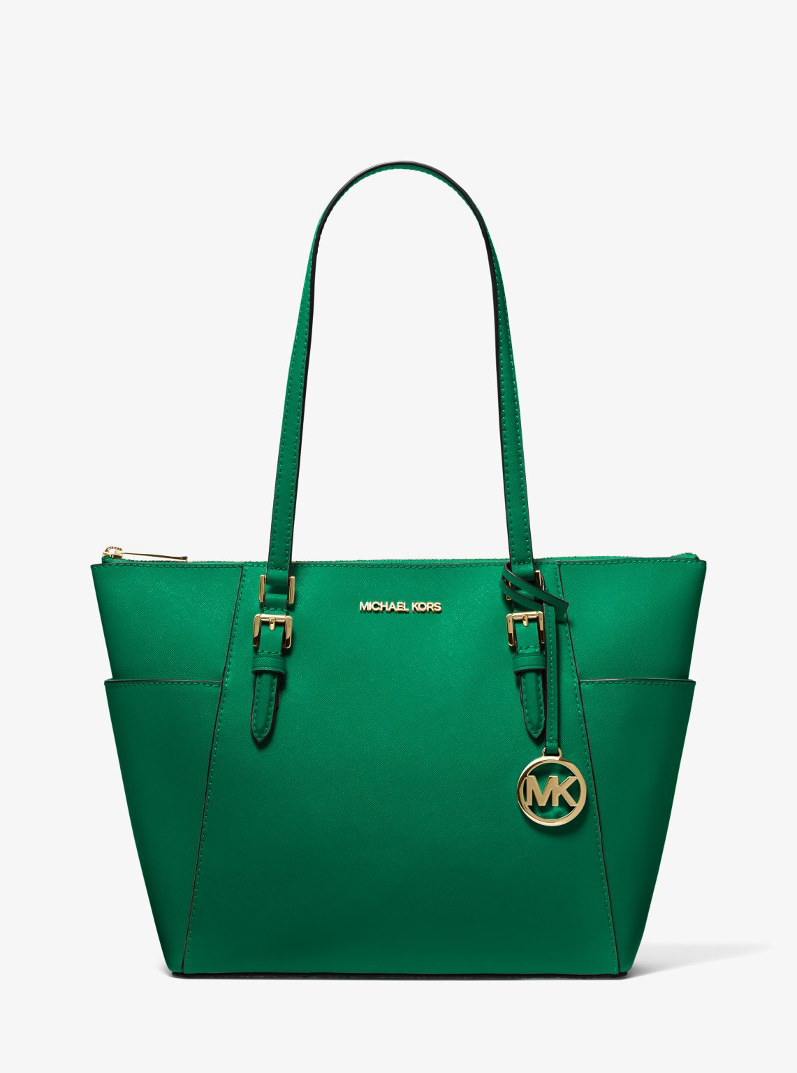 Charlotte Large Saffiano Leather Top-Zip Tote Bag