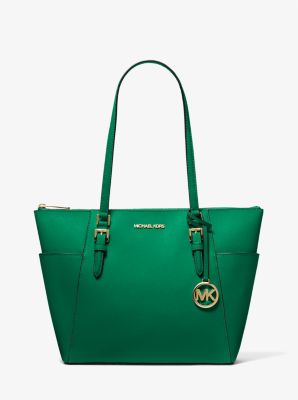 Charlotte Large Saffiano Leather Top-Zip Tote Bag