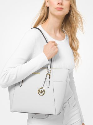 Charlotte Large Saffiano Leather Top-Zip Tote Bag