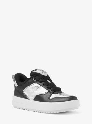 Rumi Leather and Logo-Embossed Metallic Platform Sneakers