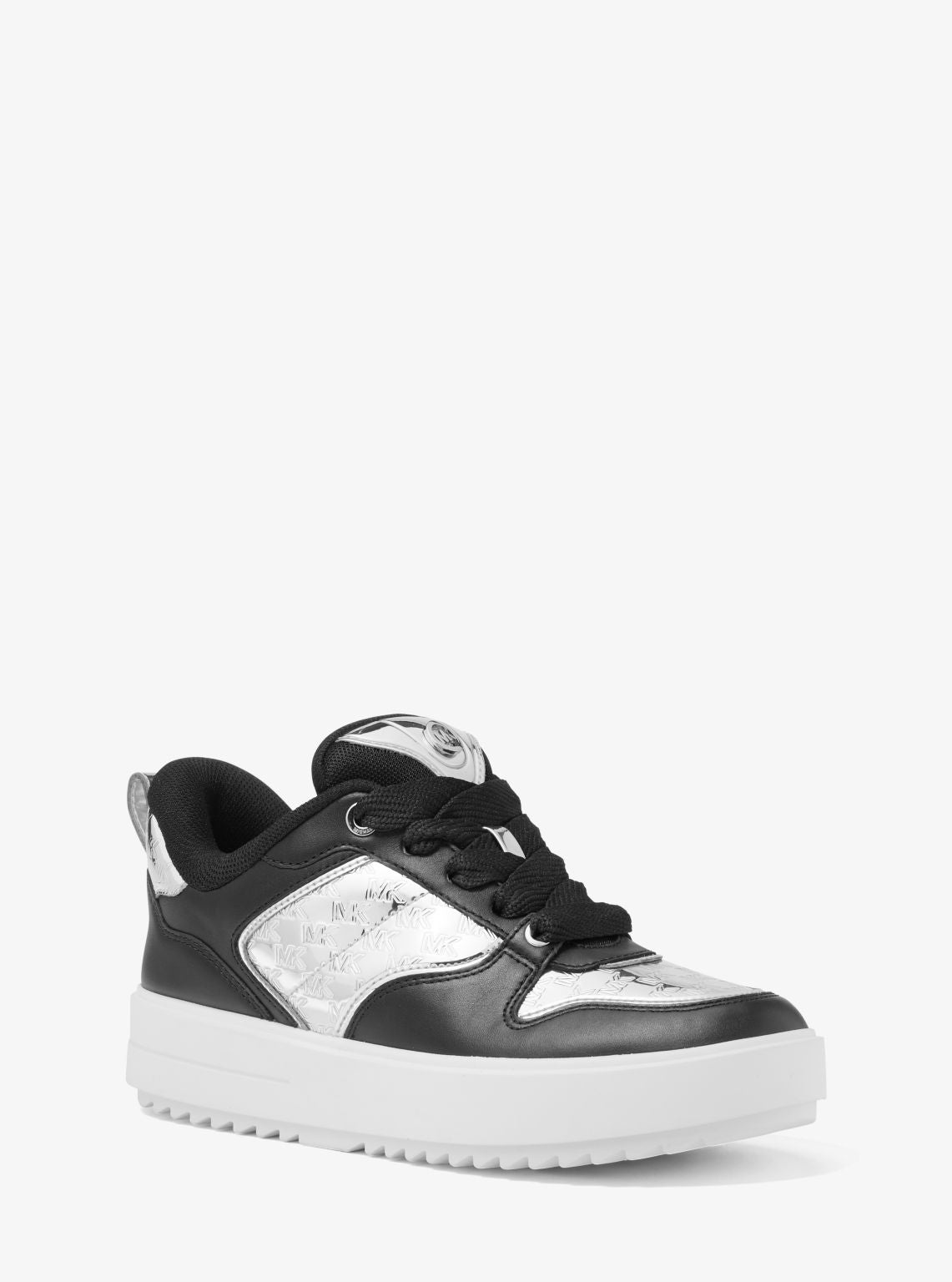 Rumi Leather and Logo-Embossed Metallic Platform Sneakers