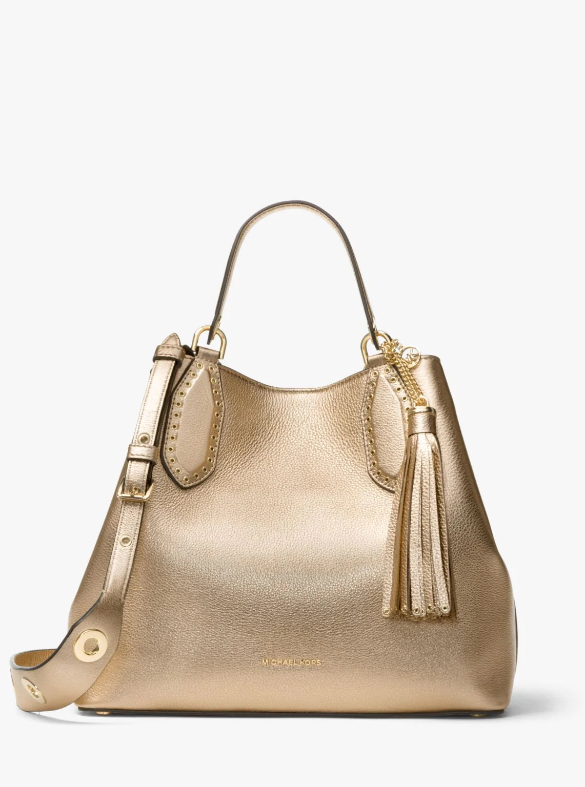 Brooklyn large leather hot sale satchel michael kors