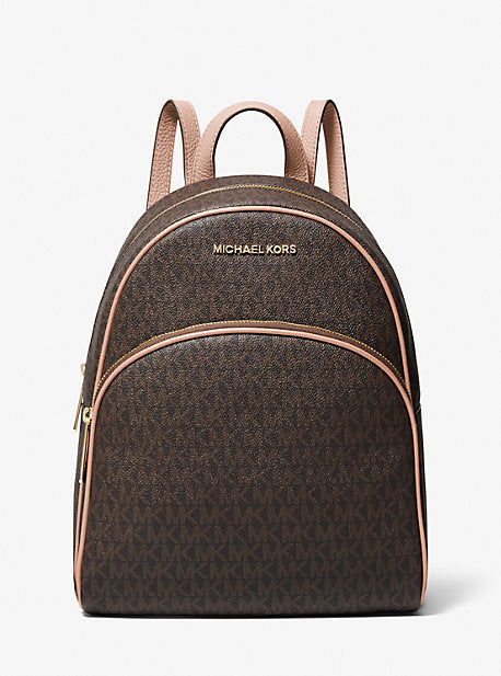 Michael Kors Abbey Medium Backpack Vanilla MK Signature Studded Acorn