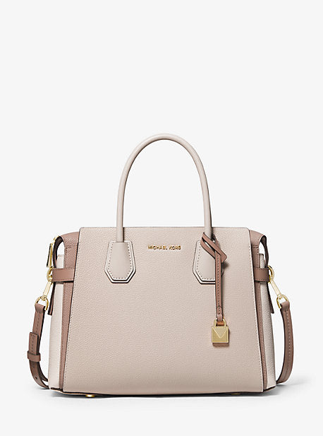 Michael michael kors mercer medium pebbled leather belted satchel Clearance