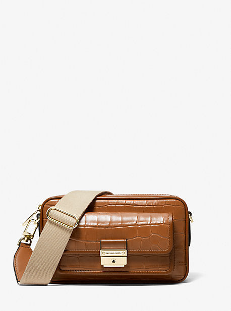 Fendi Embossed Leather Camera Bag in Brown