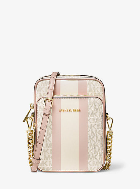 Jet set logo stripe crossbody bag sale