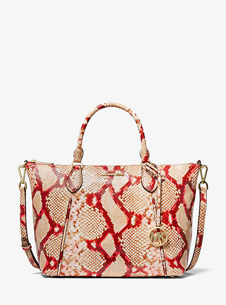 Lenox large python embossed leather satchel new arrivals