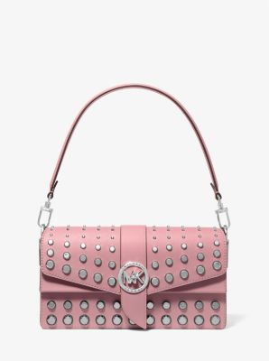 Greenwich Medium Studded Saffiano Leather Shoulder Bag