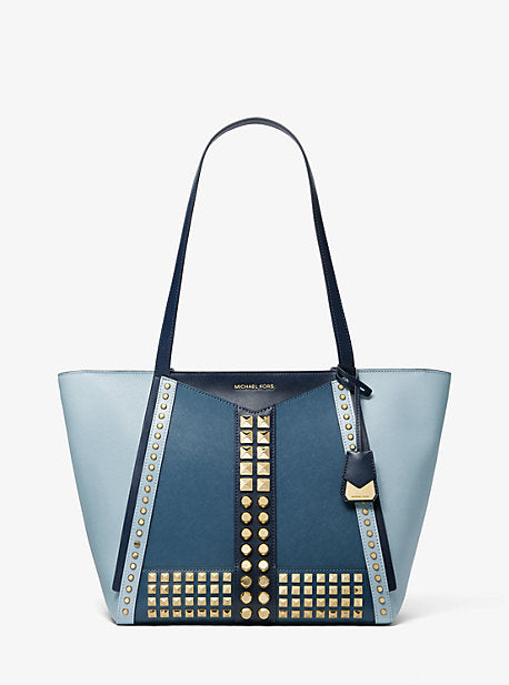 Whitney Large Studded Saffiano Leather Tote Bag