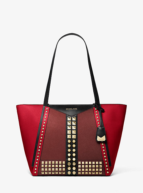 Whitney Large Studded Saffiano Leather Tote Bag