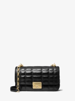 Tribeca Small Quilted Lizard Embossed Leather Shoulder Bag