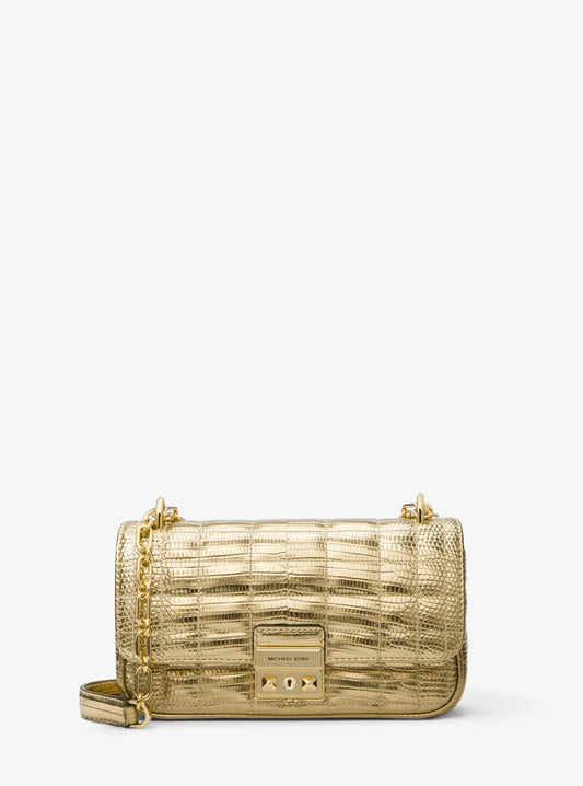 Tribeca Small Quilted Metallic Lizard Embossed Leather Shoulder Bag