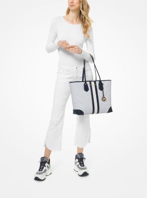 Eva Large Logo Stripe Tote Bag