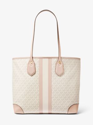 Michael kors fuschia and offers white striped tote