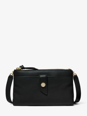 Medium Pebbled Leather Double-Zip Crossbody Bag