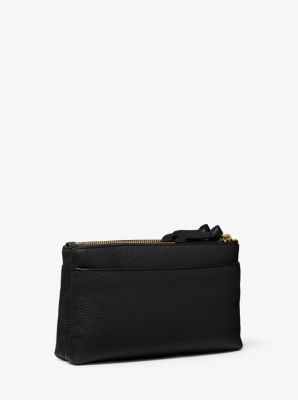 Medium Pebbled Leather Double-Zip Crossbody Bag