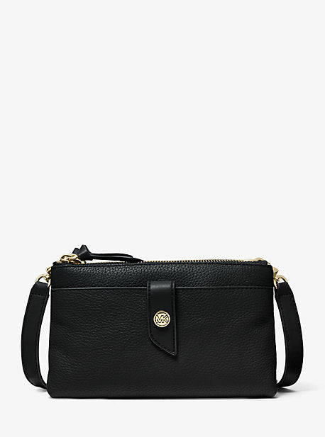 Medium Pebbled Leather Double-Zip Crossbody Bag