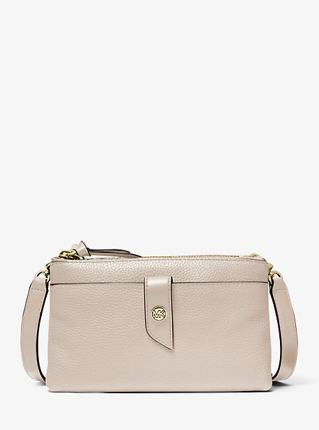 Medium Pebbled Leather Double-Zip Crossbody Bag