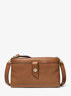 Medium Pebbled Leather Double-Zip Crossbody Bag