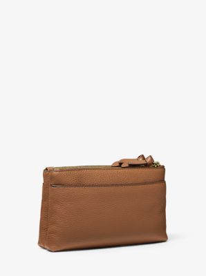 Medium Pebbled Leather Double-Zip Crossbody Bag