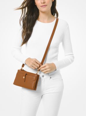 Medium Pebbled Leather Double-Zip Crossbody Bag