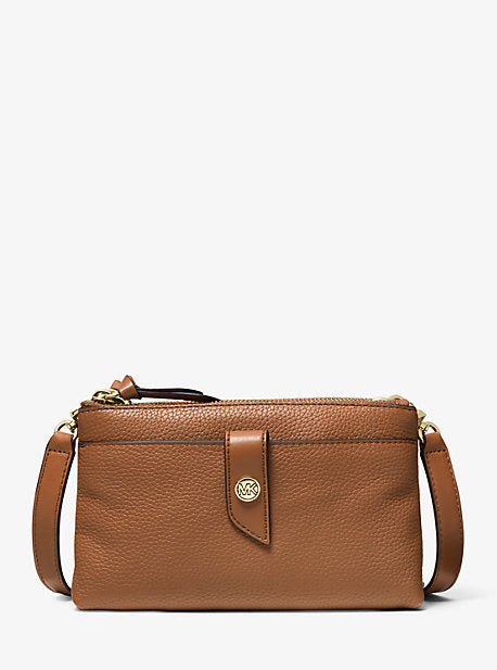 Medium Pebbled Leather Double-Zip Crossbody Bag