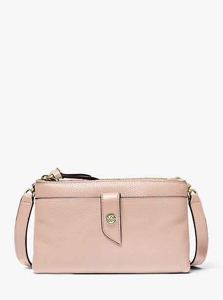 Medium Pebbled Leather Double-Zip Crossbody Bag