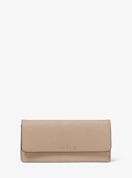 Jet Set Large Saffiano Leather Snap-Front Wallet