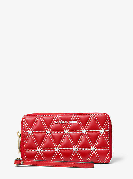Large Quilted Leather Smartphone Wristlet