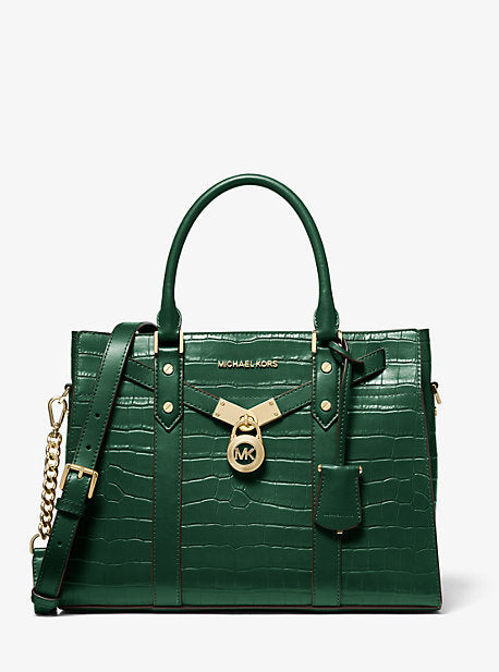 Nouveau Hamilton Large Crocodile Embossed Leather Satchel