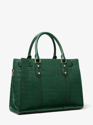 Nouveau Hamilton Large Crocodile Embossed Leather Satchel