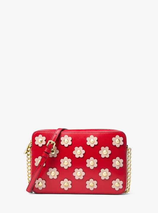 Jet Set Floral Appliqué Leather Crossbody Bag