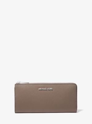 Jet Set Travel Large Saffiano Leather Quarter-Zip Wallet