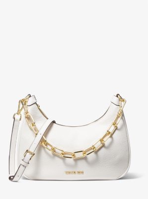 Cora Large Pebbled Leather Chain-Link Crossbody Bag