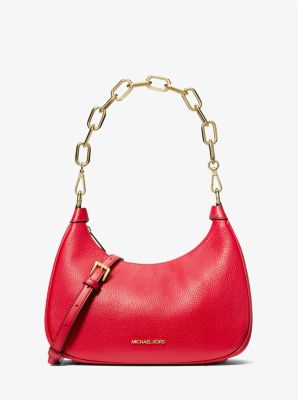 Cora Large Pebbled Leather Chain-Link Crossbody Bag